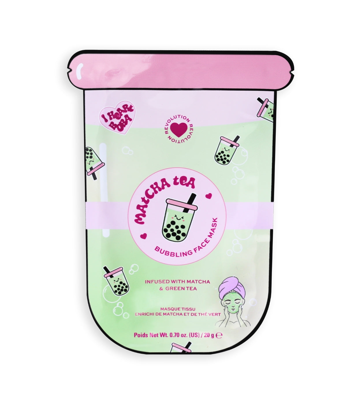 I Heart Revolution - *I Heart Boba* - Máscara de Tecido - Chá Matcha