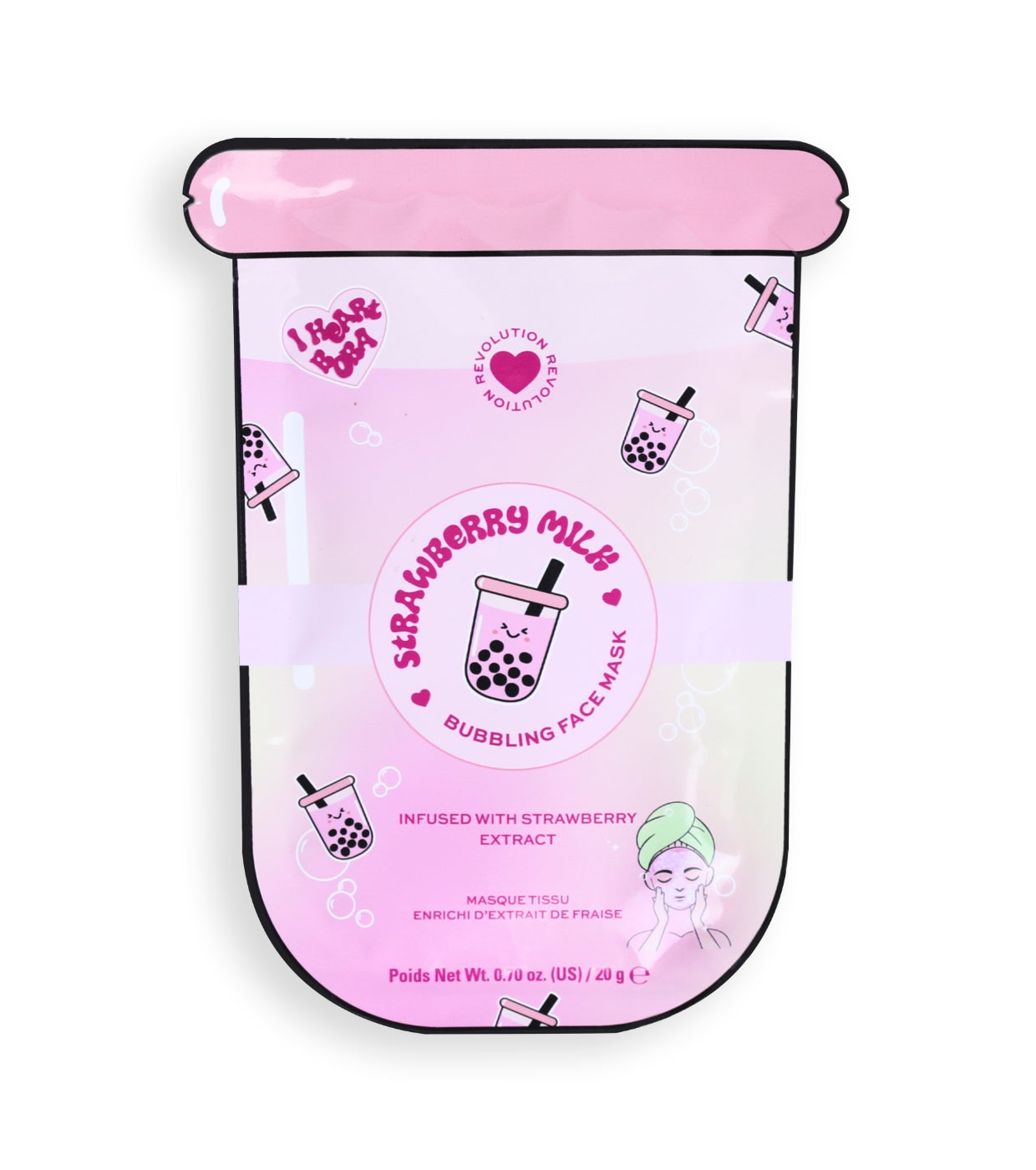 I Heart Revolution - *I Heart Boba* - Máscara de Tecido - Strawberry Milk