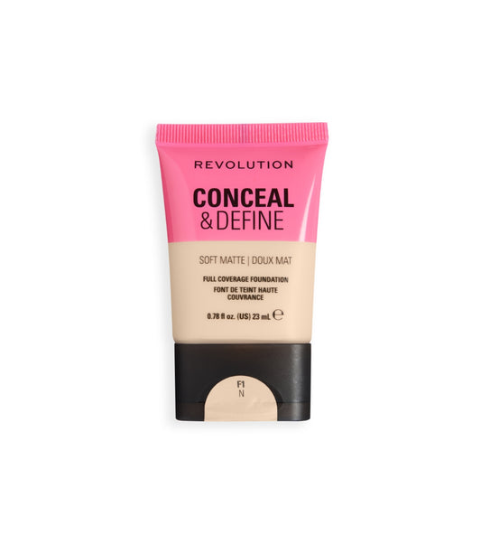 Makeup Revolution - Base de maquillaje Conceal & Define Soft Matte - F1N