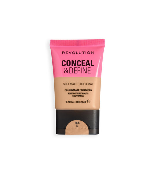 Makeup Revolution - Base de maquillaje Conceal & Define Soft Matte - F6.5N