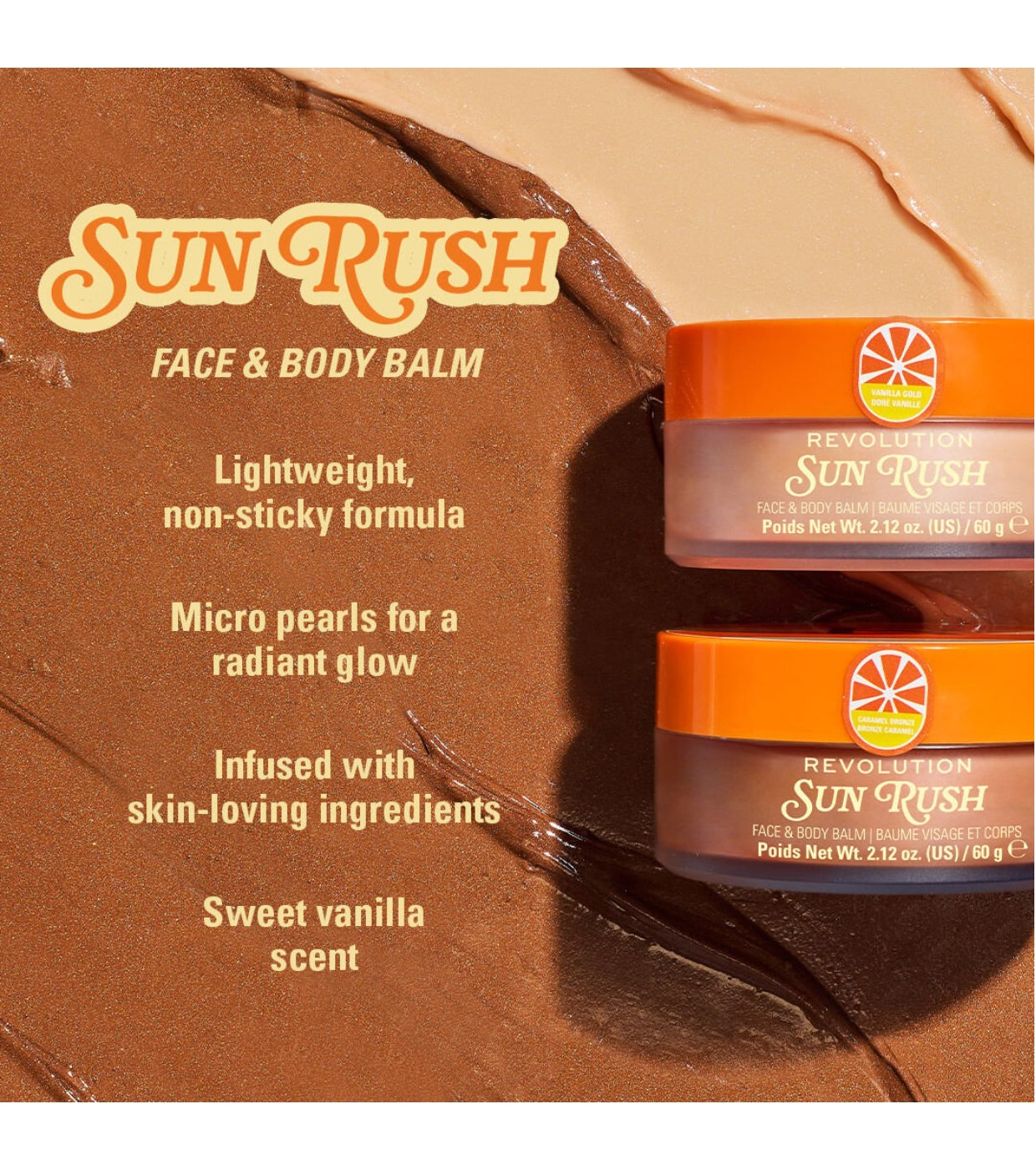Makeup Revolution - *Club Riviera*  - Bálsamo corporal iluminador Sun Rush - Caramel Bronze