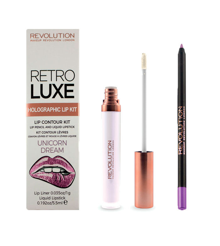 Makeup Revolution - Kit Labbra Olografico Retro Luxe - Unicorn Dream