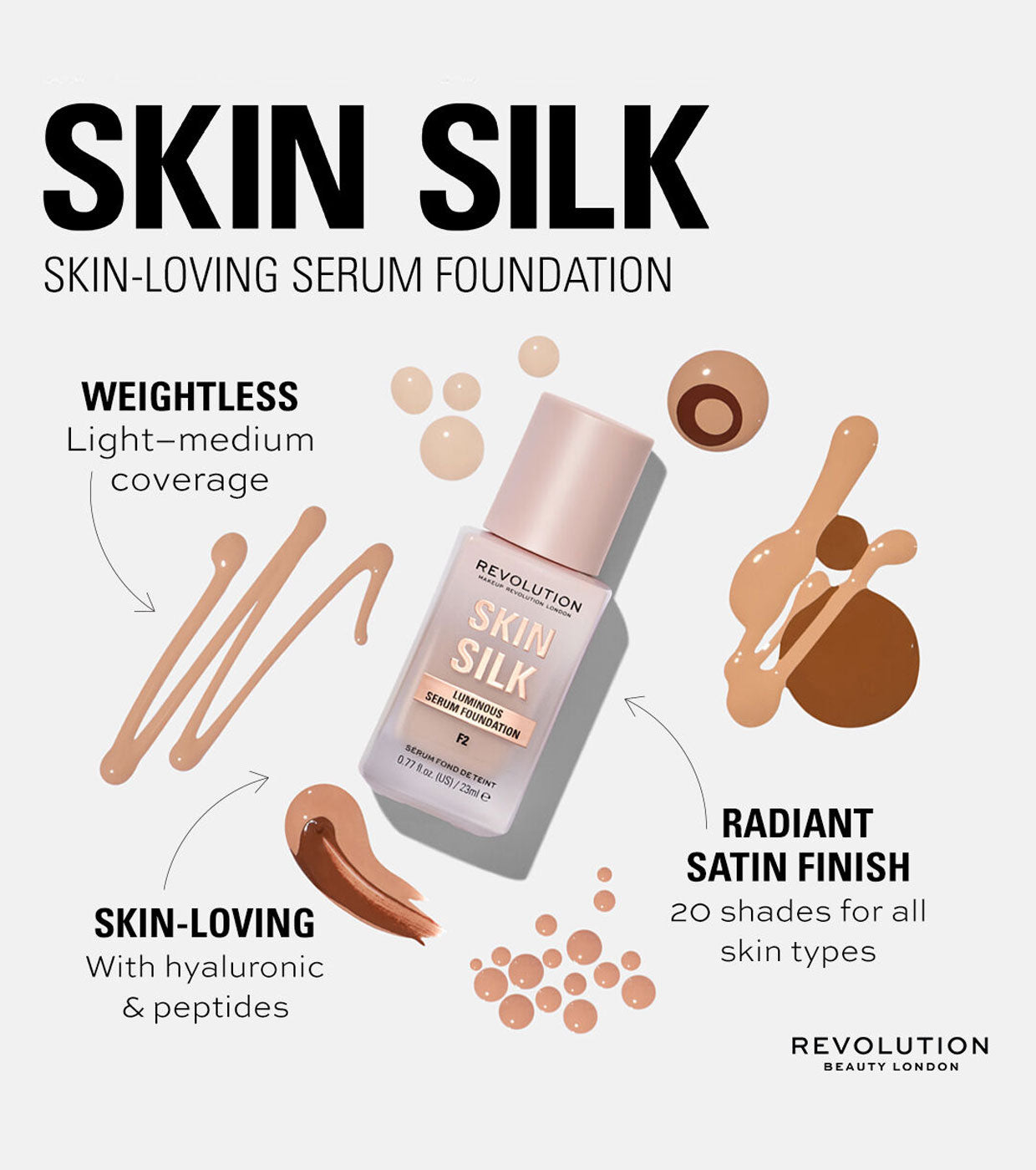 Revolution - Base de Maquilhagem Skin Silk Serum Foundation - F5