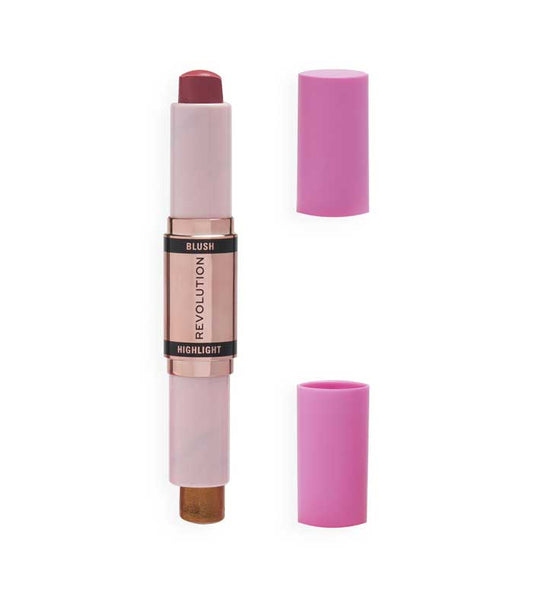 Revolution - Duo de blush e iluminador em stick - Flushing Pink