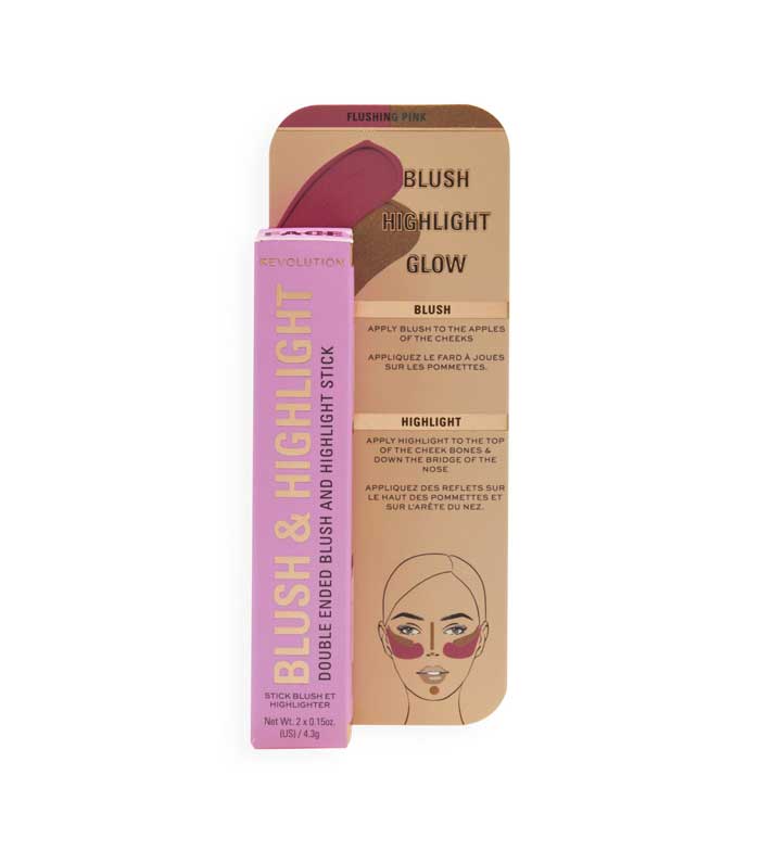 Revolution - Dúo de colorete e iluminador en stick - Flushing Pink