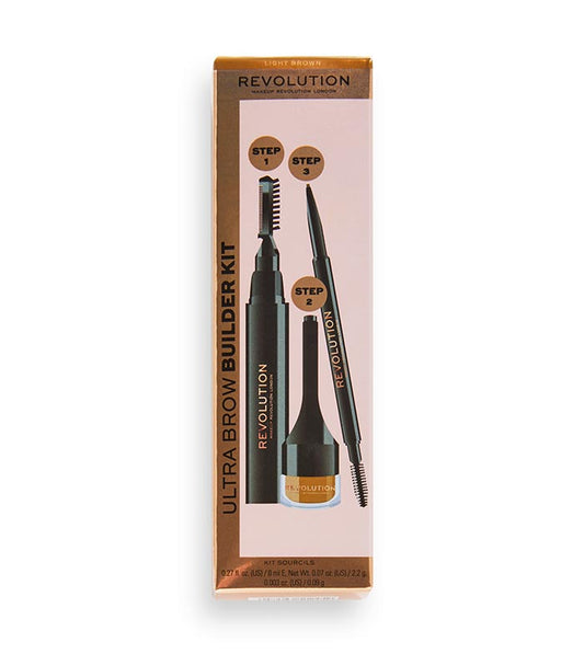 Revolution - Kit de sobrancelhas Ultra Brow Builder Kit - Castanho Claro