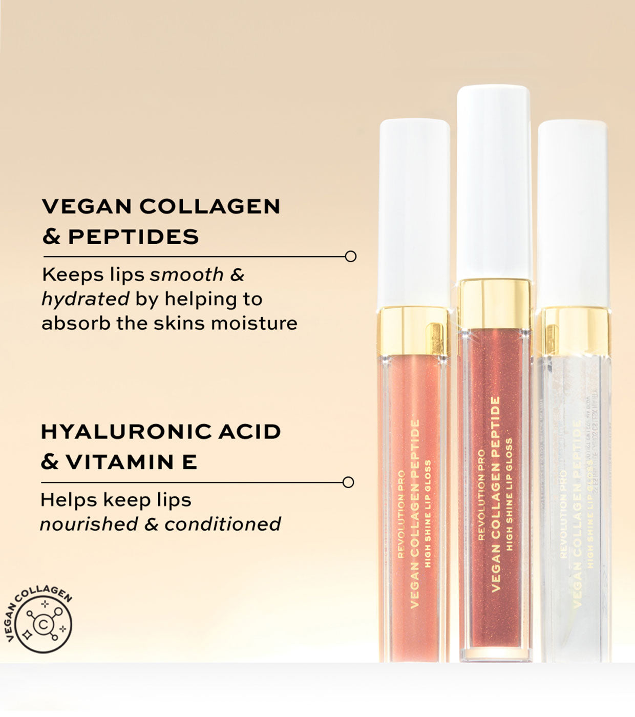 Revolution Pro - Brillo de labios Vegan Collagen Peptide - Cherie