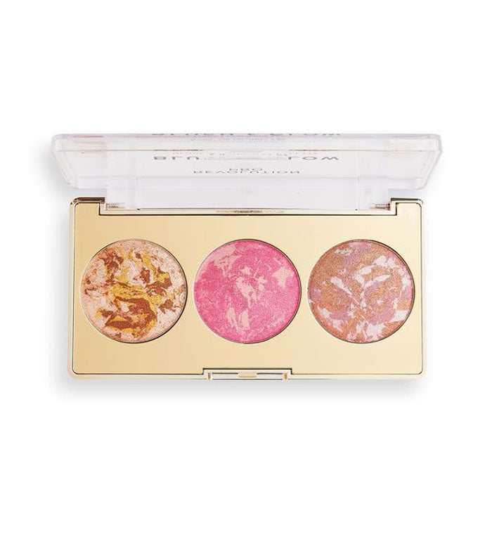 Revolution Pro - Paleta de iluminador y colorete Blush and Glow - Rose Glow
