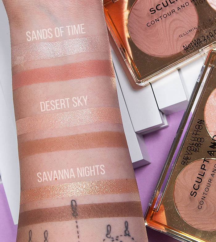 Revolution Pro - Paleta de Iluminador e Contorno Sculpt and Glow - Savanna Nights